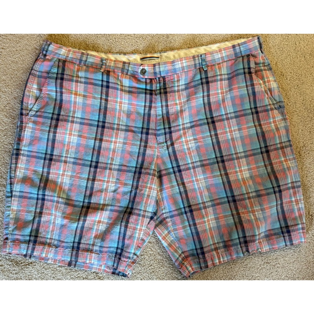 Peter Millar Seaside Collection Plaid Shorts Mens 50R Linen Cotton Silk Blend